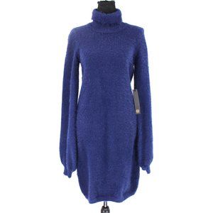 House Of Harlow 1960 x Revolve Royal Blue Fuzzy Knit Turtleneck Dress L NEW